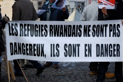 Photo de la manifestation anti-Kagame lors de sa visite à Bruxelles en décembre 2010